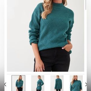 CLEO | Pointelle Tunic Teal Colour Sweater XXL